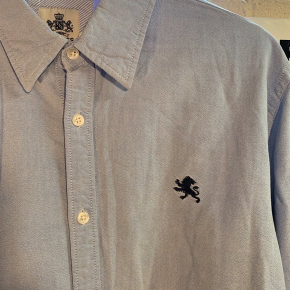 Express Light Blue Casual Fit Button-Down Long-Sleeve Shirt (L 16-16.5) - Picture 2 of 6